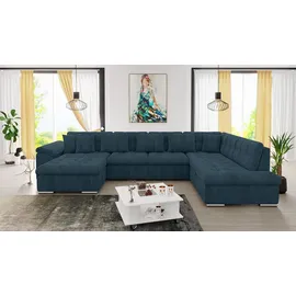 Mirjan24 Ecksofa Niko Bis Cord, Polsterecke mit Bettkasten und Schlaffunktion, Sofa, Polstergarnitur (Farbe: Poso 5, Seite: Links) - Blau