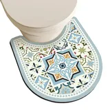 ZESLIV WC Vorleger mit Ausschnitt 50 * 55cm rutschfeste Badematte Saugfähig Badezimmerteppich runde Toilettenmatte Badgarnitur Badteppich