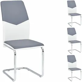 Idimex Schwingstuhl Kunstleder grau/weiß 4er Set