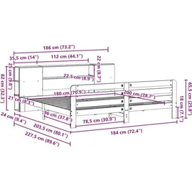 vidaXL Massivholzbett 180 x 200 cm Braun