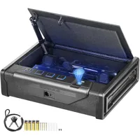 VEVOR Waffentresor Pistolentresor Waffenkoffer, Tragbar 2 Pistolen Pistolentresor Fingerabdruck, Schlüssel oder Passwort Waffensafe Kaltgewalzter Stahl, 260x180x50 mm Waffenschrank Wandtresor