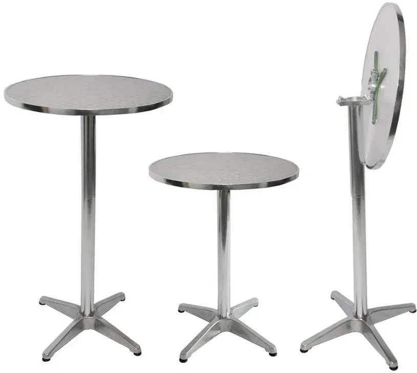 10er-Set Alu-Stehtisch, Bistrotisch, höhenverstellbar 70/110cm ØØ=60cm ~ klappbar, Fuß mit Betoneinguss