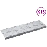 vidaXL Treppe Tritt Rechtwinklig 15 pcs Silber 60 x 18 cm Aluminium