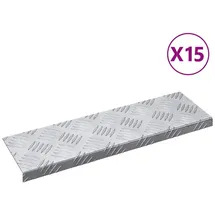 vidaXL Treppe Tritt Rechtwinklig 15 pcs Silber 60 x 18 cm Aluminium