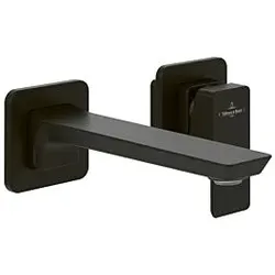 Villeroy und Boch Subway 3.0 Zweiloch-Einhebelwaschtischmischer TVW112007000K5 fester Auslauf, ohne Ablaufgarnitur, Wandmontage, matt black