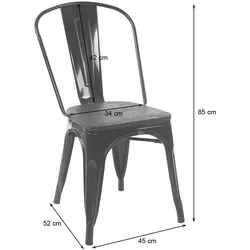 Mendler Stuhl HWC-A73 inkl. Holz-Sitzfläche, Bistrostuhl Stapelstuhl, Metall Industriedesign stapelbar ~ schwarz