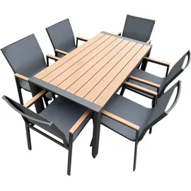 zenit energy gmbh Gartenmöbel Alu/WPC 7-TLG. Anthrazit/Braun Sitzgruppe Terassenmöbel Essgruppe 200