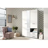 INOSIGN Kleiderschrank »Leon, FSC® -zertifiziertem Holzwerkstoff«, mit Spiegel, Innenausstattung und 2 Schubladen, 127,5x55x205,5cm weiß