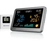 Bresser Funk-Wetterstation MeteoTemp TBH mit Temperatur- und Luftfeuchtigkeitsanzeige, Luftdruckhistorie, grafischer Wettervorhersage, Temperaturalarm, anthrazit