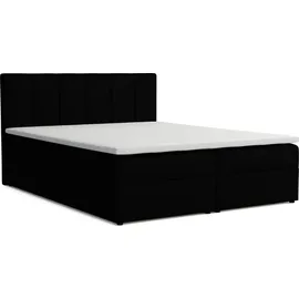 venasi Lisa Boxspringbett mit Bettkästen H2/H3 Matratze SCHWARZ - Schwarz