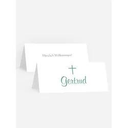 Tischkarten Kommunion selbst gestalten mit Spruch und Fotos im Onlinedesigner bei Meine-Kartenmanufaktur.de