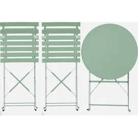 sweeek - Klappbarer Bistro-gartentisch aus Stahl + 2 Stühlen
