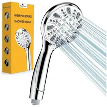 luxuskollektion Duschkopf Hochdruck Wassersparend 5 Strahlarten Verchromung Silber