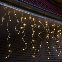 Hi 5m LED Lichtvorhang 'Eisregen' mit 200 warmweißen LEDs, transparentes Kabel, 8 Funktionen