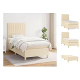 vidaXL Boxspringbett mit Matratze Creme 80x200 cm Stoff