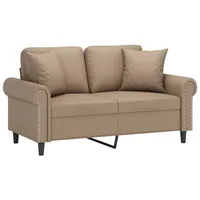 VidaXL 2-Sitzer-Sofa mit Zierkissen Cappuccino-Braun 120 cm Kunstleder