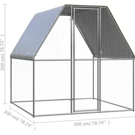 vidaXL Hühnerkäfig Silbern und Grau 2x2x2 m Verzinkter Stahl