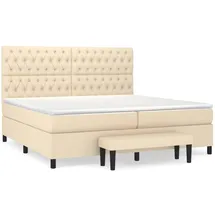 vidaXL Boxspringbett mit Matratze Creme 200x200 cm Stoff