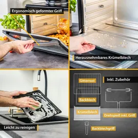 First Austria TZS First Austria Minibackofen FA-5045-5, 3400 Watt, mit Kochplatten und Drehspieß, 60 Liter