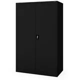 Jan Nowak Aktenschrank Metall Büroschrank abschließbar 115 cm JAN II D600 4 Böden (Stahl 0,6 mm Wandmontage möglich PZH-zertifiziert 4 Farben) Ordnerschrank 70 Ordner Schloss 2 Schlüssel Tiefe 60 cm robust schwarz