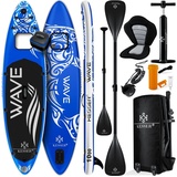 KESSER SUP Board Set Stand Up Paddle Board Premium Surfboard 366 x 77 x 15 cm blau