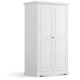 Feldmann-Wohnen Drehtürenschrank Belluno Elegante (mit Schubladen, mit Türen, mit Einlegeböden, mit Kleiderstangen, 1-St., moderne Optik, mit Schubladen, mit Türen, mit Einlegeböden) 107x64x190cm Kiefer weiß (RAL9010) lackiert weiß 107 cm x 190 cm x 64 cm