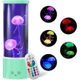 FBSPORT lavalampe quallen lampelava mit Fernbedienung 17 Farben jellyfish lamp lavalampe quallenlampe quallenlampen Quallen Aquarium für Stimmungslicht Dekoration Weihnachten Geschenke Kinder