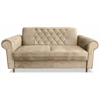 Ares Meble Roma Sofa 201x90 cm - Zweisitzer Sofa - Samt Sofa Glamour - Mini Couch - Wohnzimmer Sofa - Gästesofa mit Armlehne - Couch für Wohnzimmer - 2er Sofa - Beine aus Hellem Walnussholz - Beige