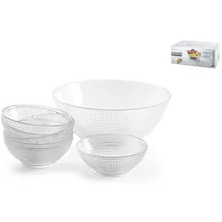 7-teiliges Set Mazedonien Generation in Klarglas. bestehend aus 1 Schale 24 cm und 6 Tassen cm