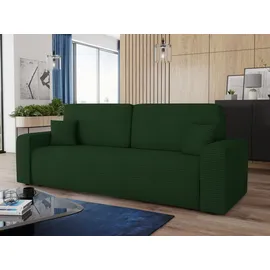 Sofnet Schlafsofa Spark – Sofa mit Schlaffunktion und Bettkasten, Bonellfederkern, Cordbezug, große Schlaffläche, modernes Polstersofa & Bettsofa (Grün (Poso 014))