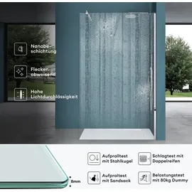 mai & mai Walk-In-Dusche 110 x 200 cm transparent Sicherheitsglas BRAM1 Bremen1K