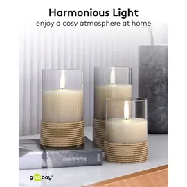 goobay LED Echtwachs-Kerzen 3er Set 10-15 x 7,5 cm weiß
