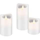 goobay LED Echtwachskerze 3 St. weiß