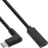 InLine InLine® USB 3.2 Kabel, USB-C Verl., ST gewinkelt auf BU, schwarz 2m