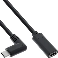 InLine InLine® USB 3.2 Kabel, USB-C Verl., ST gewinkelt auf BU, schwarz 2m