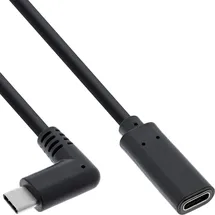 InLine InLine® USB 3.2 Kabel, USB-C Verl., ST gewinkelt auf BU, schwarz 2m