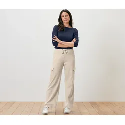 Tchibo - Sweathose mit Cargo-Taschen - Damen - Gr. L - creme
