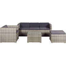 Juskys Punta Cana L Polyrattan Lounge grau meliert/dunkelgrau