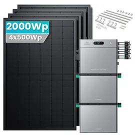 solarmars Balkonkraftwerk monokristallin 2400 W inkl. Zendure SolarFlow 2400 Pro 2,4 kWh