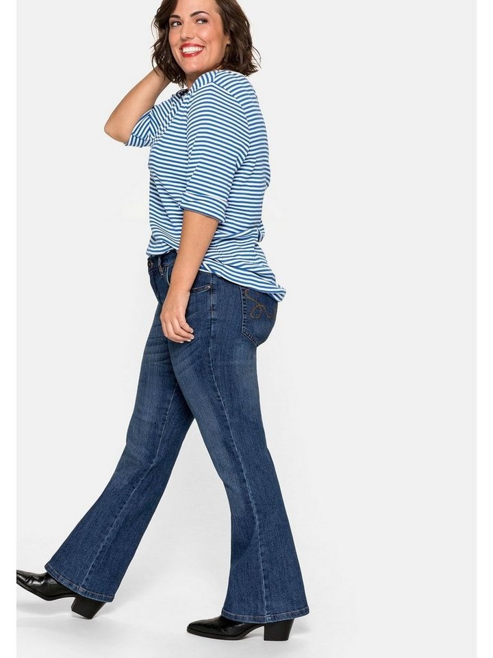Sheego Bootcut-Jeans Große Größen in 5-Pocket-Form, mit Used-Effekten blau 21