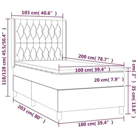 vidaXL Boxspringbett 100 x 200 cm Dunkelgrün