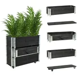 Baumarktplus Hochbeet auf Rollen Kräuterbox 80x30x68 cm mobil schwarz für Garten und Balkon