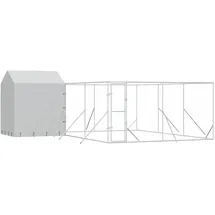 vidaXL Outdoor-Hundezwinger mit Dach 6 x 6 x 2,5 m Stahl Silber