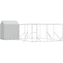 vidaXL Outdoor-Hundezwinger mit Dach 6 x 6 x 2,5 m Stahl Silber