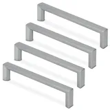 Mavö 4 x Schubladengriff 128mm Lochabstand Kunststoff Silber-grau Möbelgriff Kres