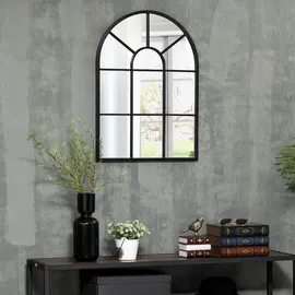 Homcom Wandspiegel Fensterspiegel 70 x 50 cm Spiegel mit Metallrahmen Hängespiegel Flurspiegel für Schlafzimmer Wohnzimmmer, Schwarz Metall, 2x50x70 Wandspiegel