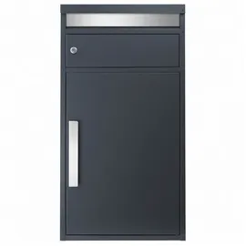 Mocavi Paketbriefkasten PBox 65F Design-Paketkasten, rostfrei modern matt extra großer Standbriefkasten, freistehend oder Wandmontage, Paketbox RAL 7016