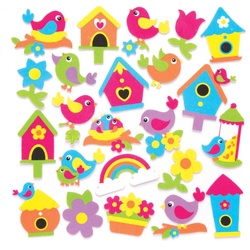Moosgummi-Aufkleber "Vögel im Frühling" (pro Set 120) Bastelbedarf Verzierung & Dekorationen