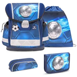 Rucksack ergonomisches Schulranzen-Set 4-Teile Football mit Brustgurt