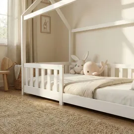 ecomi Hausbett 90 x 200 cm Kiefer massiv lackiert Weiß
